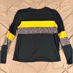 SHEIN Black and Yellow Leopard Print Long Sleeve Top